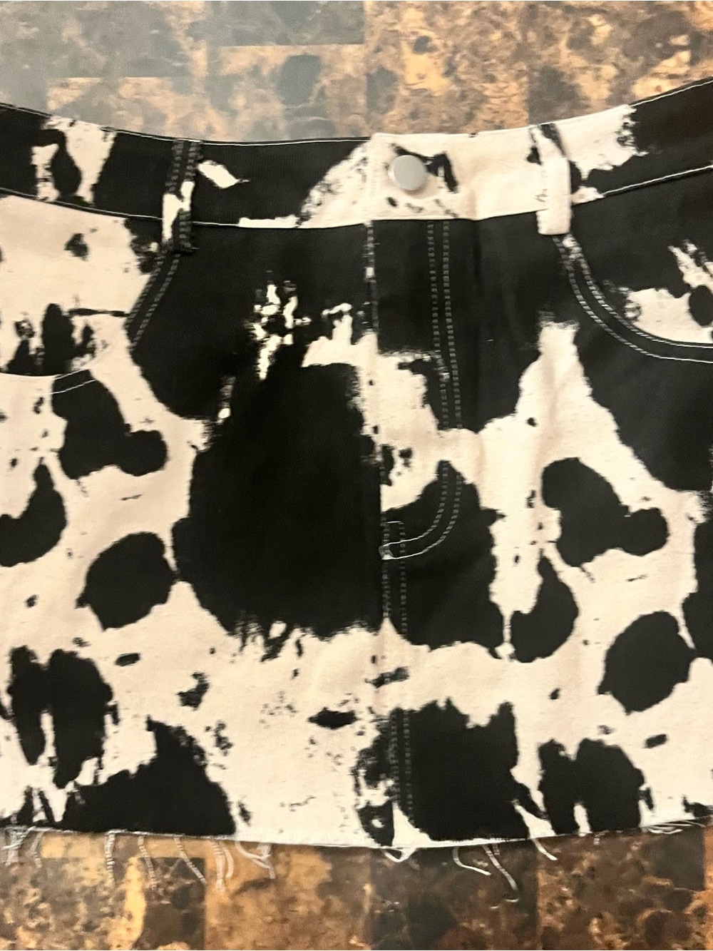 Fashion Nova Black & White Cow Print Mini Skirt